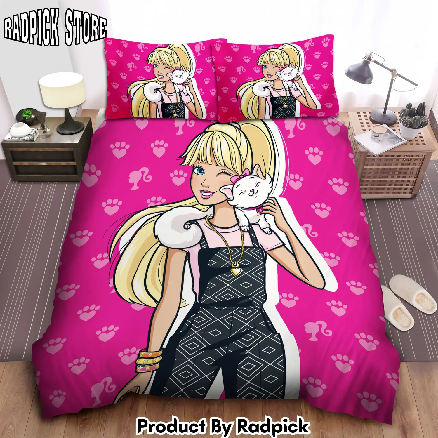 Radpick barbie cat duvet cover bedroom sets comfortable bedding sets rp3278469